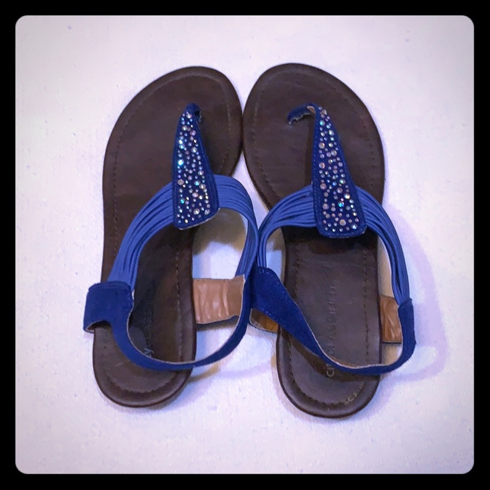 Blue sandals with bling